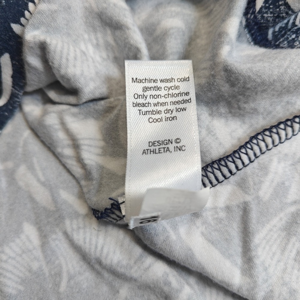 Athleta Medium Santorini Dress navy blue‎ white Tropical Floral Fit Flare A-Line - Picture 11 of 11